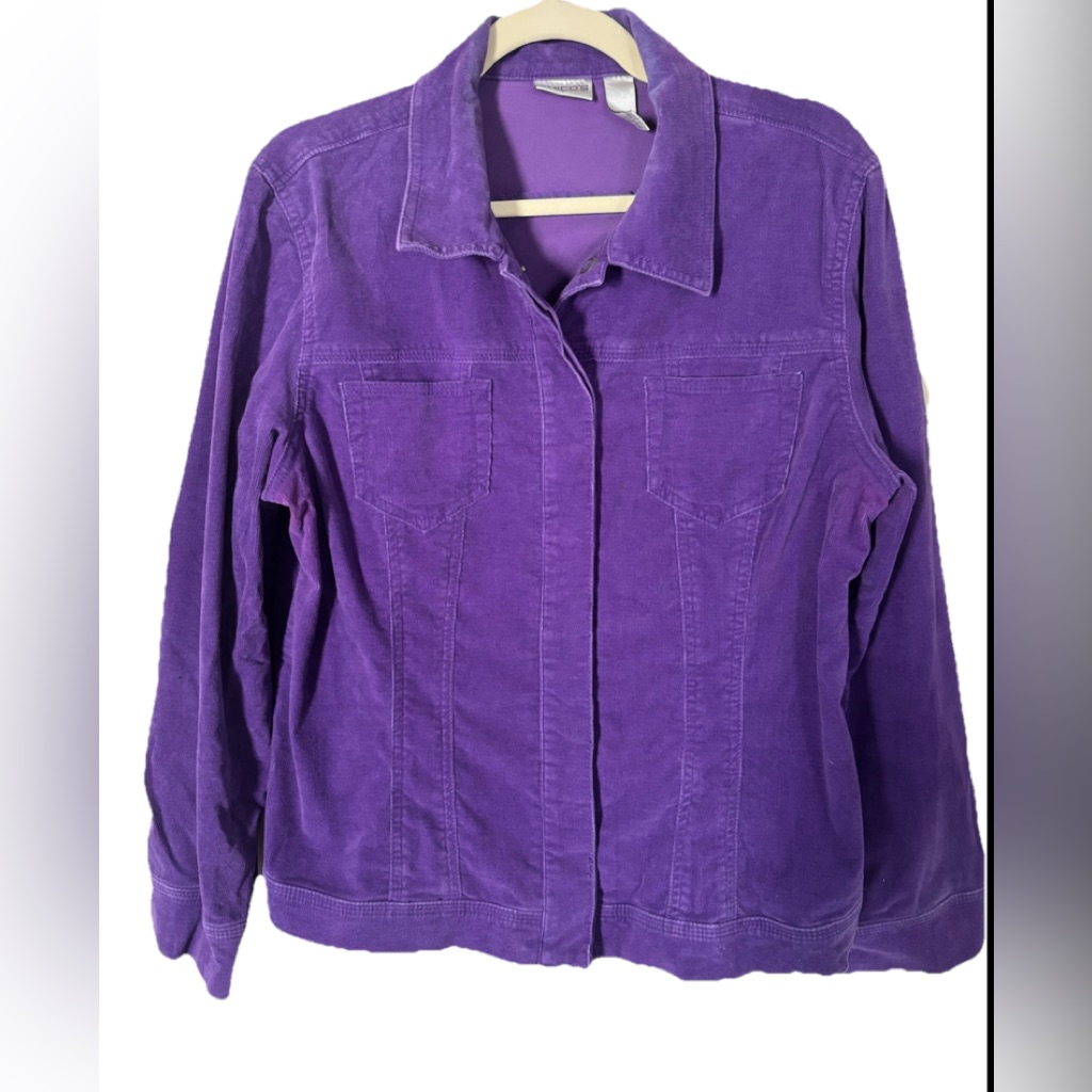 Chico’s Size 2 Y2k Snap Front Corduroy Jacket, Medium